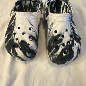 Crocs Kids Black & White Marble Clog Shoes